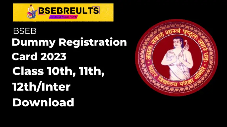 Bihar Board Dummy Registration Card 2023 Class